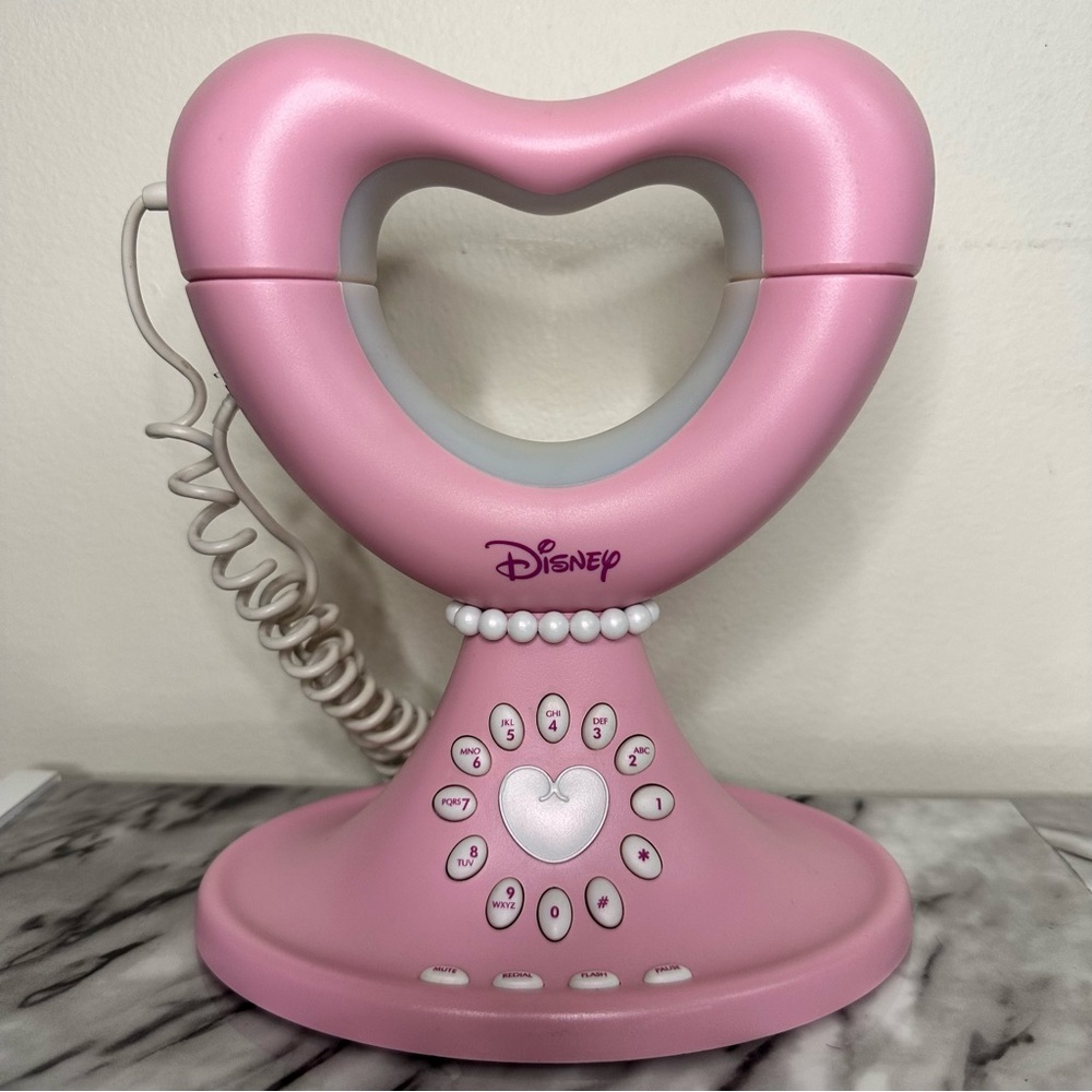 Vintage Disney Princess Pink Corded Home Telephone Girls Heart Shaped 2004 - Picture 2 of 6